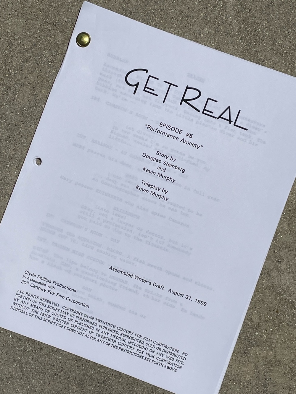 Get Real 90s TV Series Anne Hathaway Eisenberg EOC Production Used Script #5